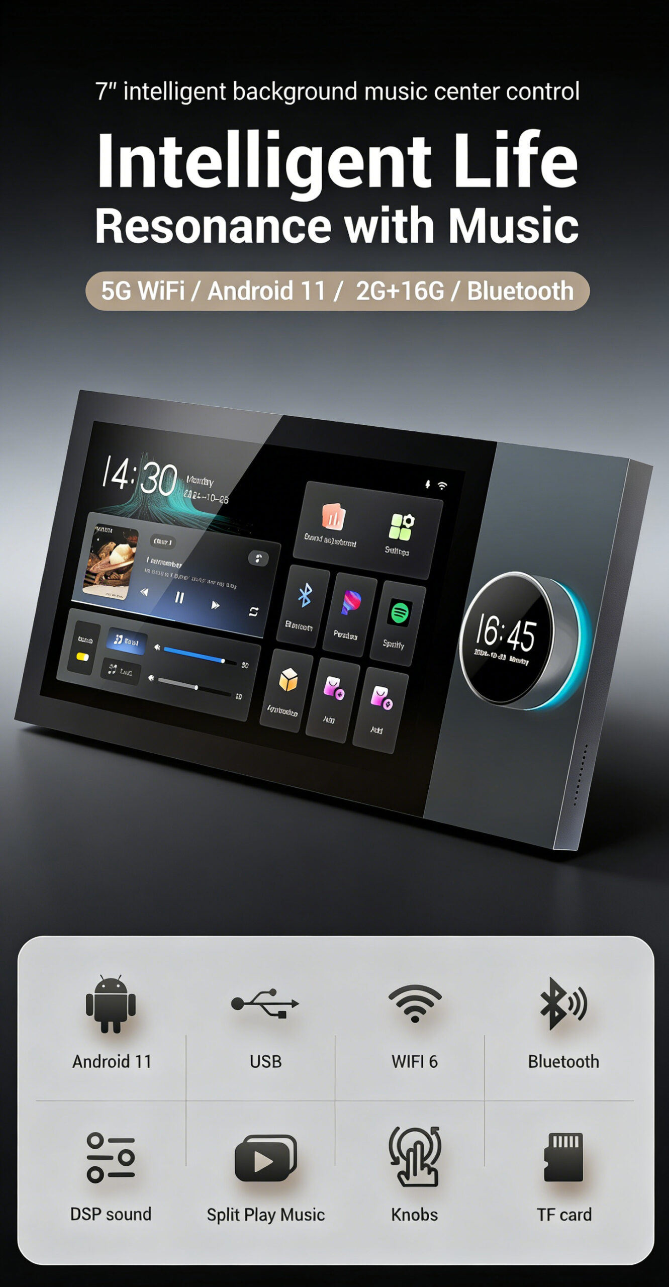 7 تحكّم ذكي في مركز الموسيقى الخلفية الذكي المتدرج